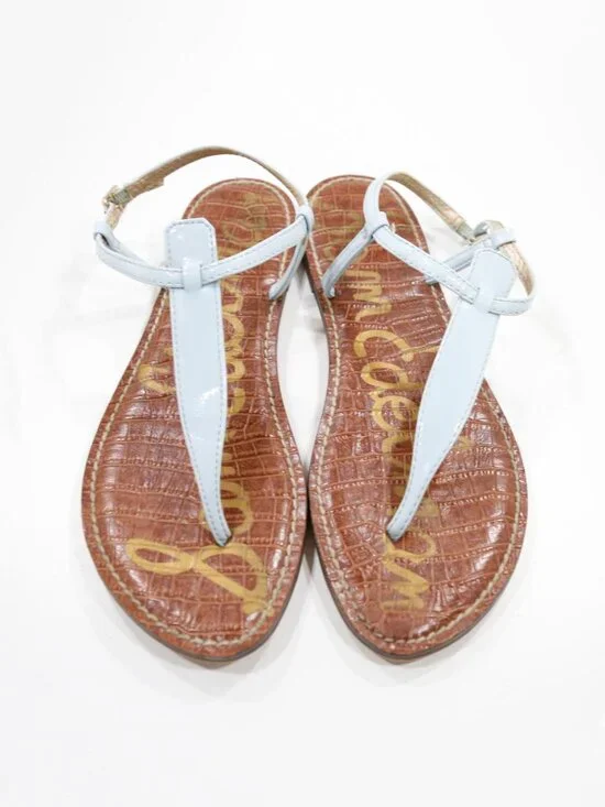 Sam Edelman Gigi Light Blue Patent Leather Lightweight Flat Thong Sandals - 9.5 - Picture 6 of 7